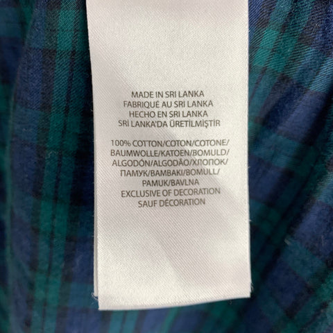 POLO by RALPH LAUREN Size S Navy Green Blackwatch Plaid Cotton Long Sleeve Shirt