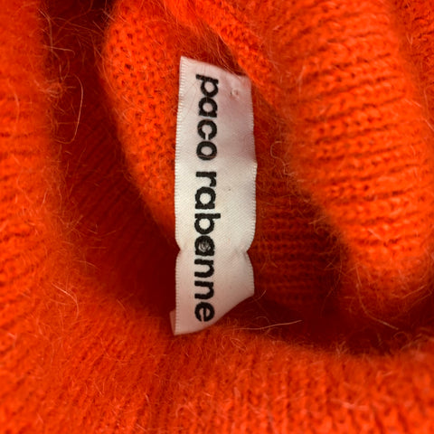 PACO RABANNE Size M Orange Mohair Blend Turtleneck Sweater