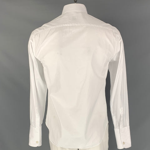 ARMANI COLLEZIONI Size L White Solid Cotton French Cuff  Long Sleeve Shirt