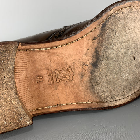 BARNEY'S NEW YORK Taille 8.5 Brogues à lacets en cuir antique marron avec bout d'aile
