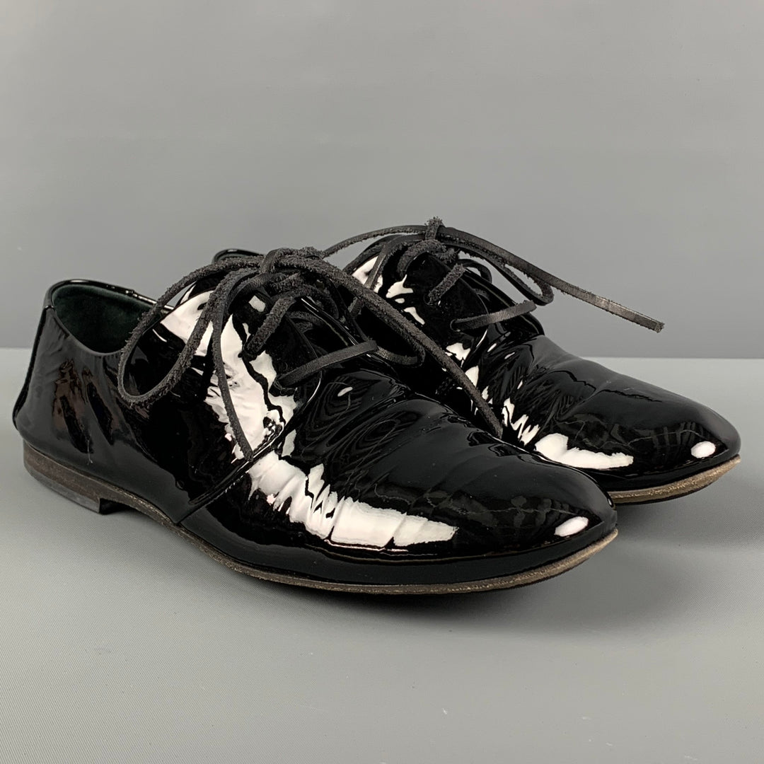 MARSELL Size 7 Black Patent Leather Lace Up Shoes