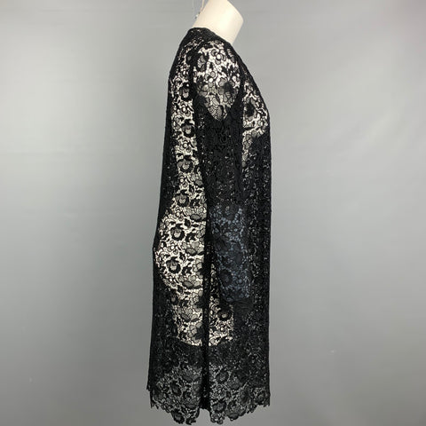 RALPH LAUREN Purple Label Taille 2 Manteau ouvert en coton mélangé noir guipure