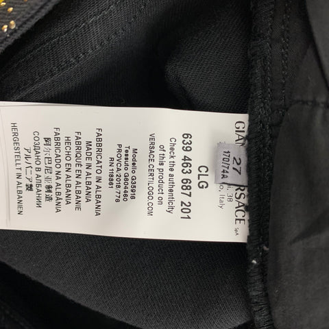 VERSACE COLLECTION Size 27 Black & Gold Studded Cotton Blend Slim Casual Pants