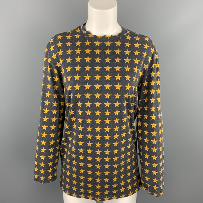 VERSUS by GIANNI VERSACE Size L Charcoal & Gold Cotton Blend Pullover - Womens