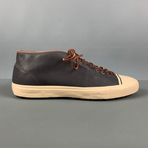 PAUL SMITH JEANS Size 10 Charcoal Beige Solid Leather Lace Up Sneakers
