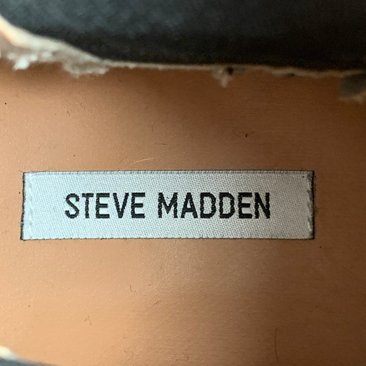 STEVE MADDEN Size 13 Black White Animal Print Ankle Boots