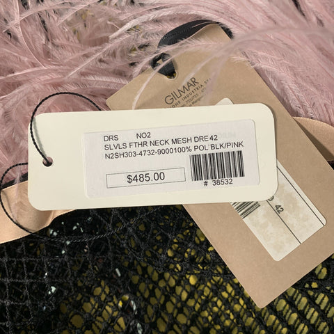 Nº21 Size 6 Black Pink Polyester Feathers Long Cocktail Dress