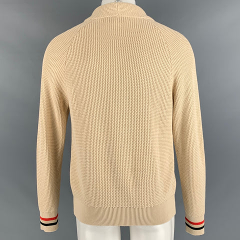 BALLANTYNE Size M Beige Knit Cotton V-Neck Cardigan
