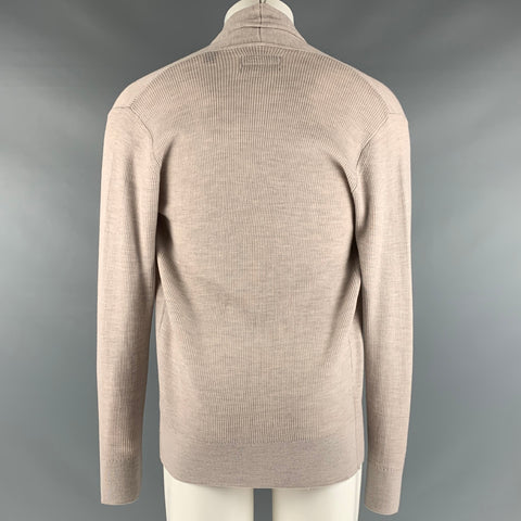 ALLSAINTS Size M Grey Ribbed Merino Wool Open Front Cardigan