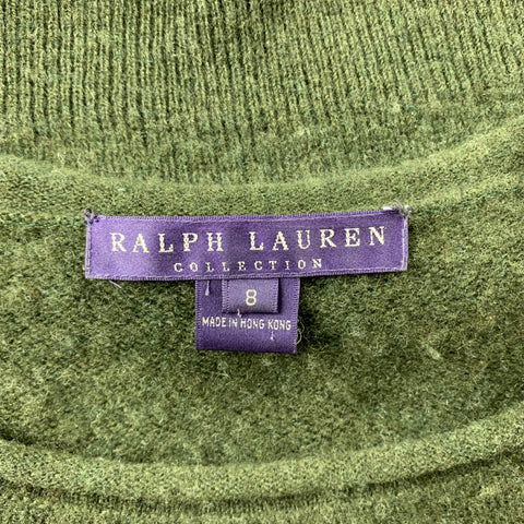 COLECCIÓN RALPH LAUREN Talla 8 Jersey de cachemira de punto verde oliva