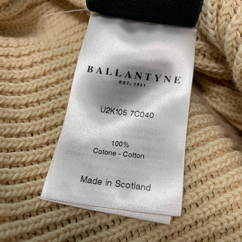 BALLANTYNE Size M Beige Knit Cotton V-Neck Cardigan