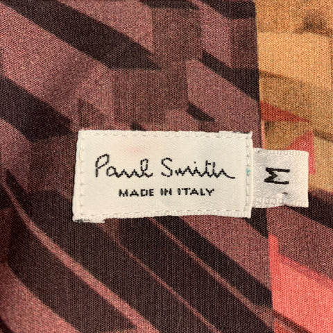 PAUL SMITH Size M Print Brown & Pink Cotton Button Up Long Sleeve Shirt