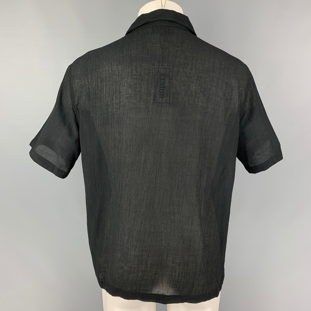 E'TALON by STEVE CANAR Size S Black Rayon Nylon Short Sleeve Shirt