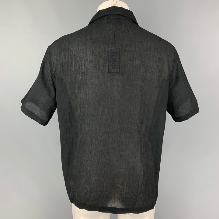 E'TALON by STEVE CANAR Size S Black Rayon Nylon Short Sleeve Shirt