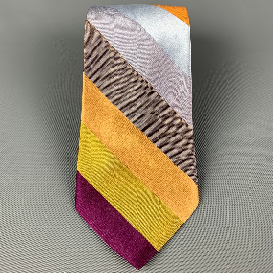 IKE BEHAR Multi-Color Diagonal Stripe Silk Tie