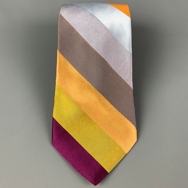 IKE BEHAR Multi-Color Diagonal Stripe Silk Tie