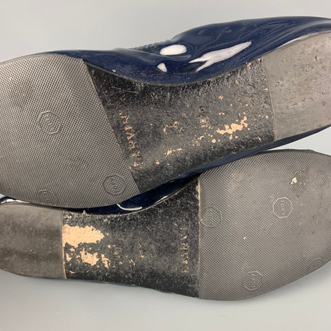 LANVIN Size 6.5 Navy Patent Leather Ballet Flats