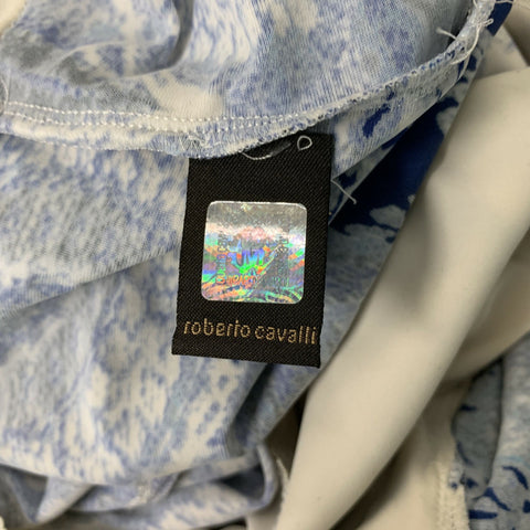 ROBERTO CAVALLI Blue & White Paisley Blouse