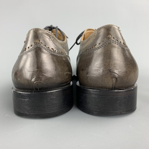 OLIVER SPENCER Size 11 Taupe Antique Leather Wingtip Lace Up Shoes