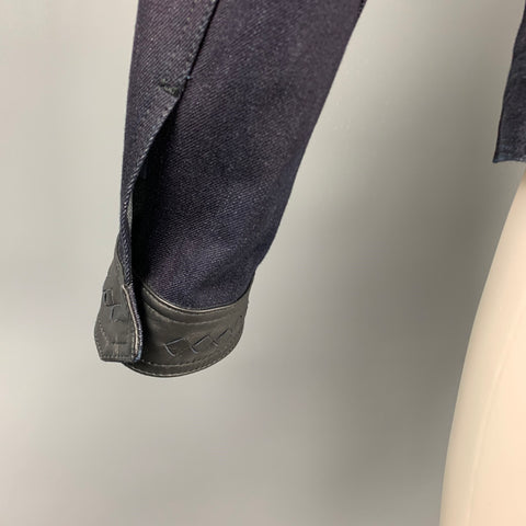 BOTTEGA VENETA Size 40 Indigo Selvedge Denim Trucker Jacket