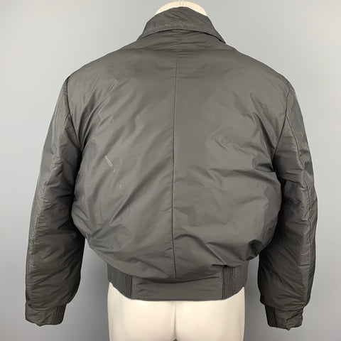 CALVIN KLEIN COLLECTION Size 38 Black Polyamide Silver Quilted Lining Zip Up Jacket