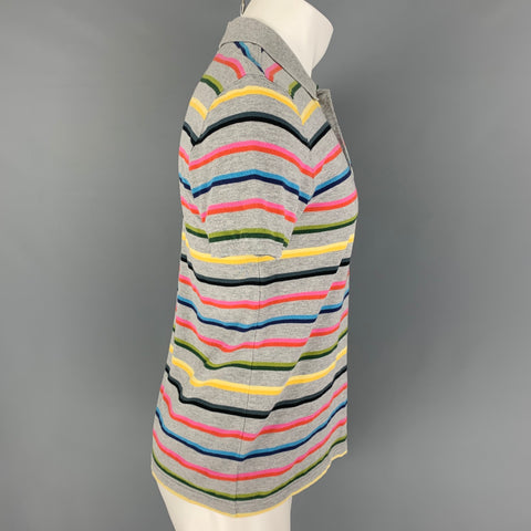 TED BAKER Size S Grey Multi-Color Stripe Cotton Polo