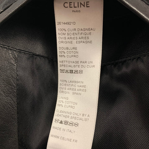 CELINE Size 6 Black Leather Motorcycle Cropped Jacket