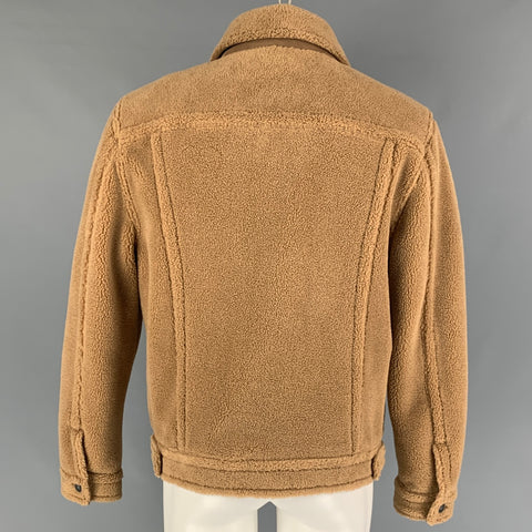 VINCE Chaqueta camionera de mezcla de poliéster texturizada color canela talla M