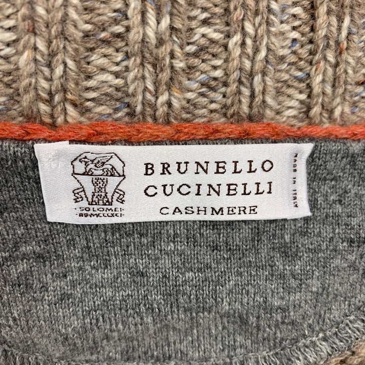 BRUNELLO CUCINELLI Size 42 Taupe Cream Knit Cashmere Cardigan