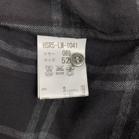 ROBERT GELLER Size L Charcoal & Grey Plaid Cotton Blend Long Sleeve Shirt