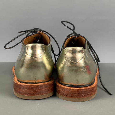 JOHN FLUEVOG Size 9.5 Gold Leather Lace Up Flats