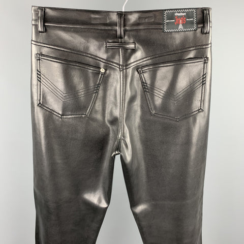 GAULTIER JEANS Size 36 Black Faux Leather Zip Fly Casual Pants