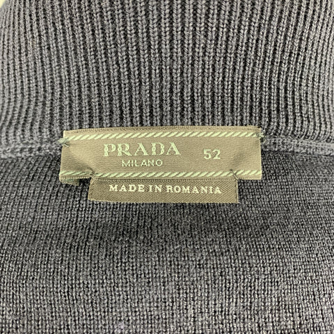 PRADA Size 42 Navy Nylon &  Wool Zip Up High Collar Jacket