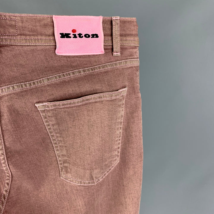 KITON Size 34 Pink Grey Heather Cotton Jeans