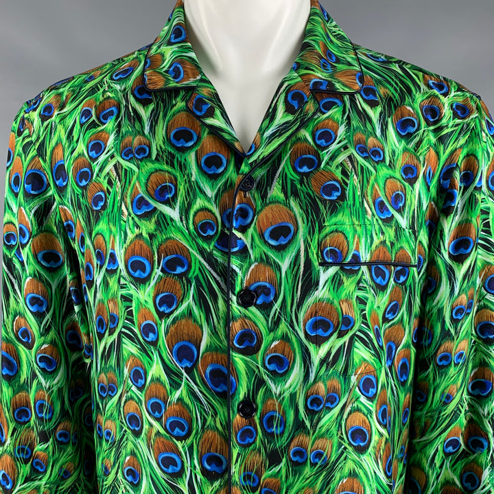 DOLCE &amp; GABBANA Camisa de manga larga de seda multicolor verde talla M