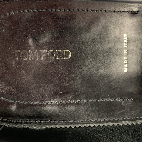 TOM FORD Size 10.5 Black Leather Slip On Loafers