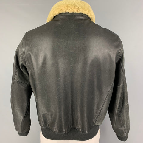 POLO by RALPH LAUREN Size L Charcoal Leather Full Zip Jacket