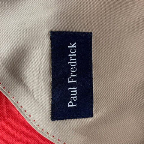 PAUL FREDERICK Size 46 Red Linen Notch Lapel Sport Coat