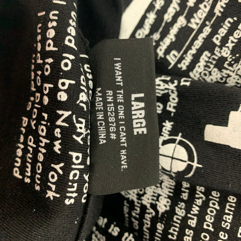 PLEASURES Taille L T-shirt à manches longues en coton graphique noir blanc
