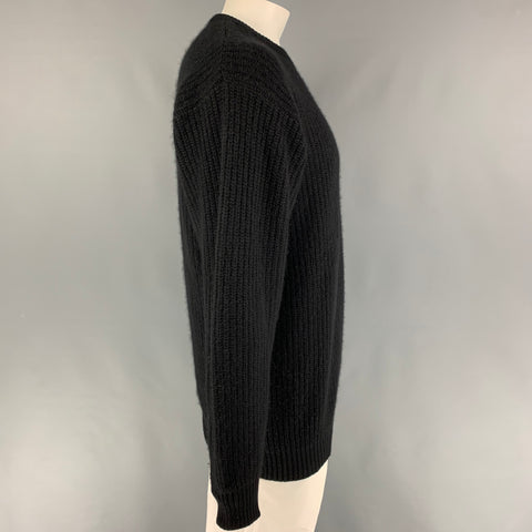 NEIMAN MARCUS Size XXL Black Knitted Cashmere Crew-Neck Sweater