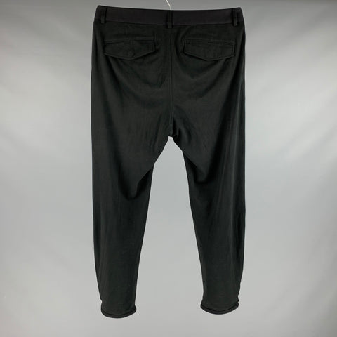 ALEXANDER MCQUEEN Talla 32 Pantalón de vestir de cachemir y algodón negro con bragueta y cremallera
