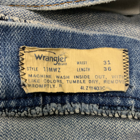 WRANGLER Taille 31 Bleu Distressed Straight Zip Fly Jeans