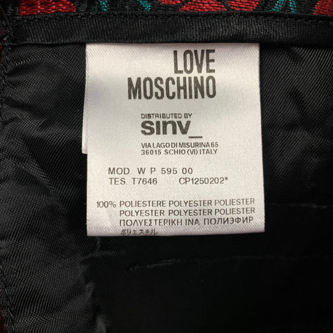 LOVE MOSCHINO Size 4 Black & Red Jacquard Polyester Dress Pants