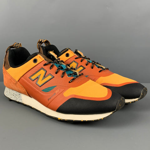 NEW BALANCE Size 10.5 Orange Brown Mixed Fabrics Low Top Sneakers