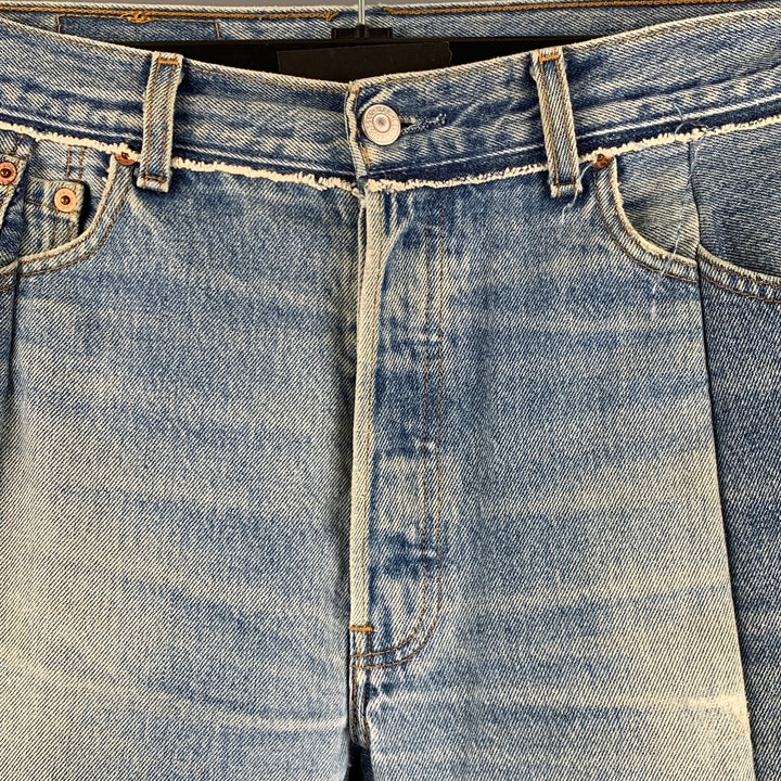 VETEMENTS Size 30 Blue Distressed Cotton Button Fly Jeans