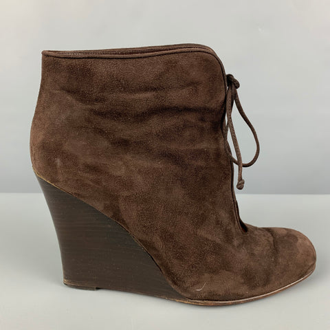 CHRISTIAN LOUBOUTIN Talla 10 Botas de cuña de ante marrón
