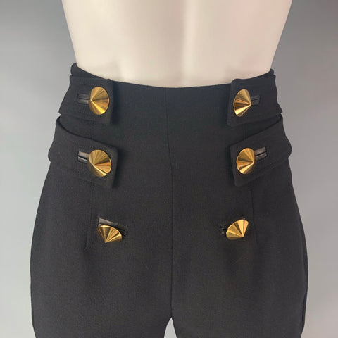 ROBERTO CAVALLI Size 4 Black Virgin Wool Solid High Waisted Dress Pants