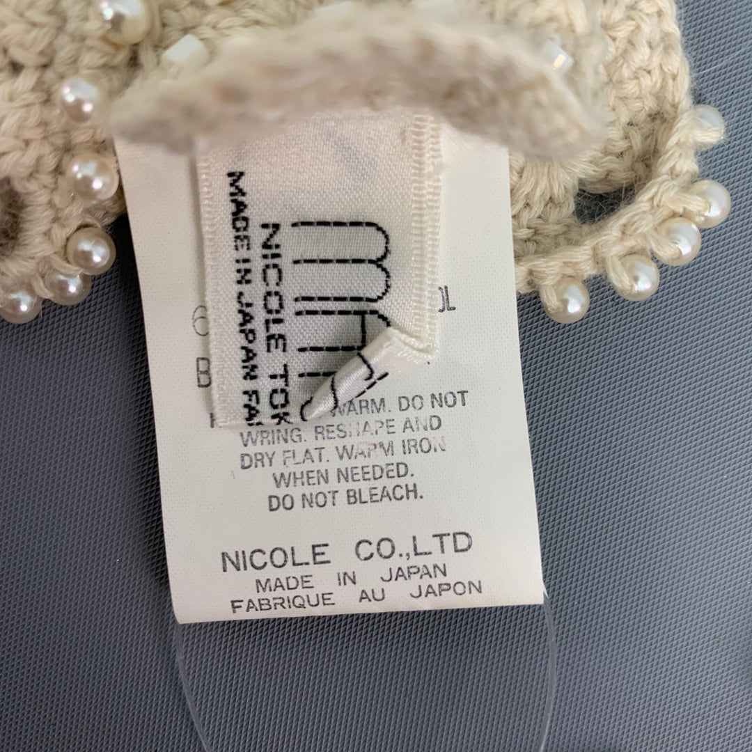 MATSUDA Beige Beaded Wool &  Cotton Gloves