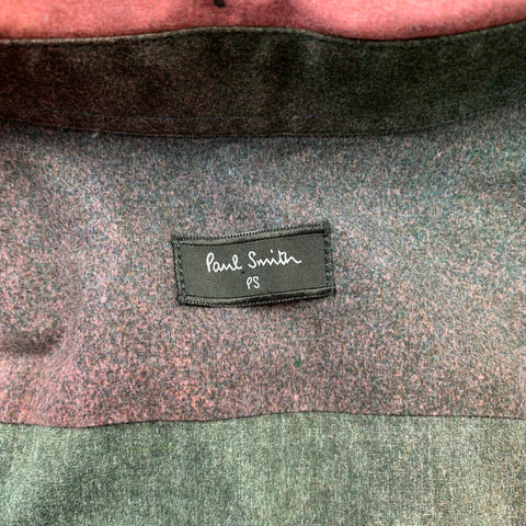 PS by PAUL SMITH Size L Brick & Green Splattered Cotton Long Sleeve Shirt
