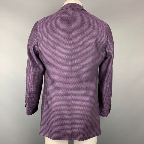 ETRO Size 42 Purple & Red Print Cotton Notch Lapel Sport Coat
